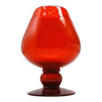Vase, mid-century modern, red glass, designed by J. Słuczan-Orkusz, Poland, 1970s