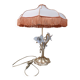 Large gilded brass lamp with white porcelain fleur-de-lis decoration