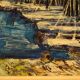 Oil painting on marine canvas sailing port Ginette Miraillet