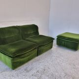 Pair of modular armchairs with ottoman, 70s