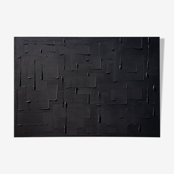 Tableau abstrait peinture monochrome noir
