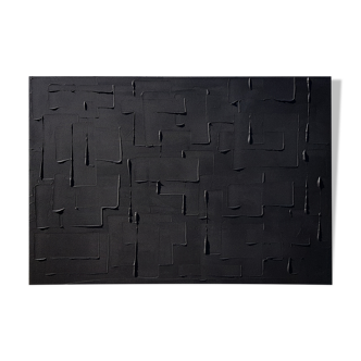 Tableau abstrait peinture monochrome noir