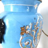 Lamp foot blue vase heads of fauna