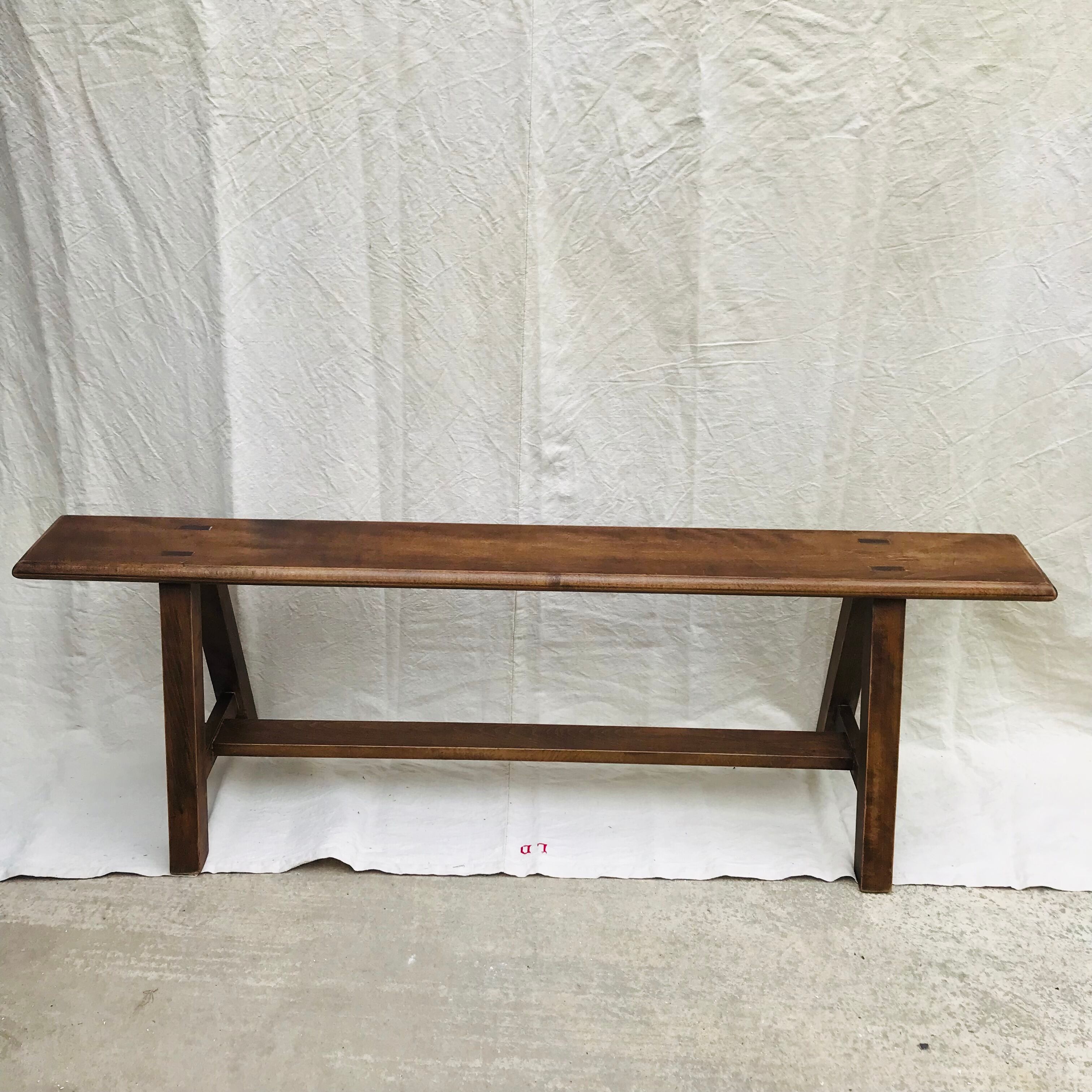 Pair of vintage beech farm benches