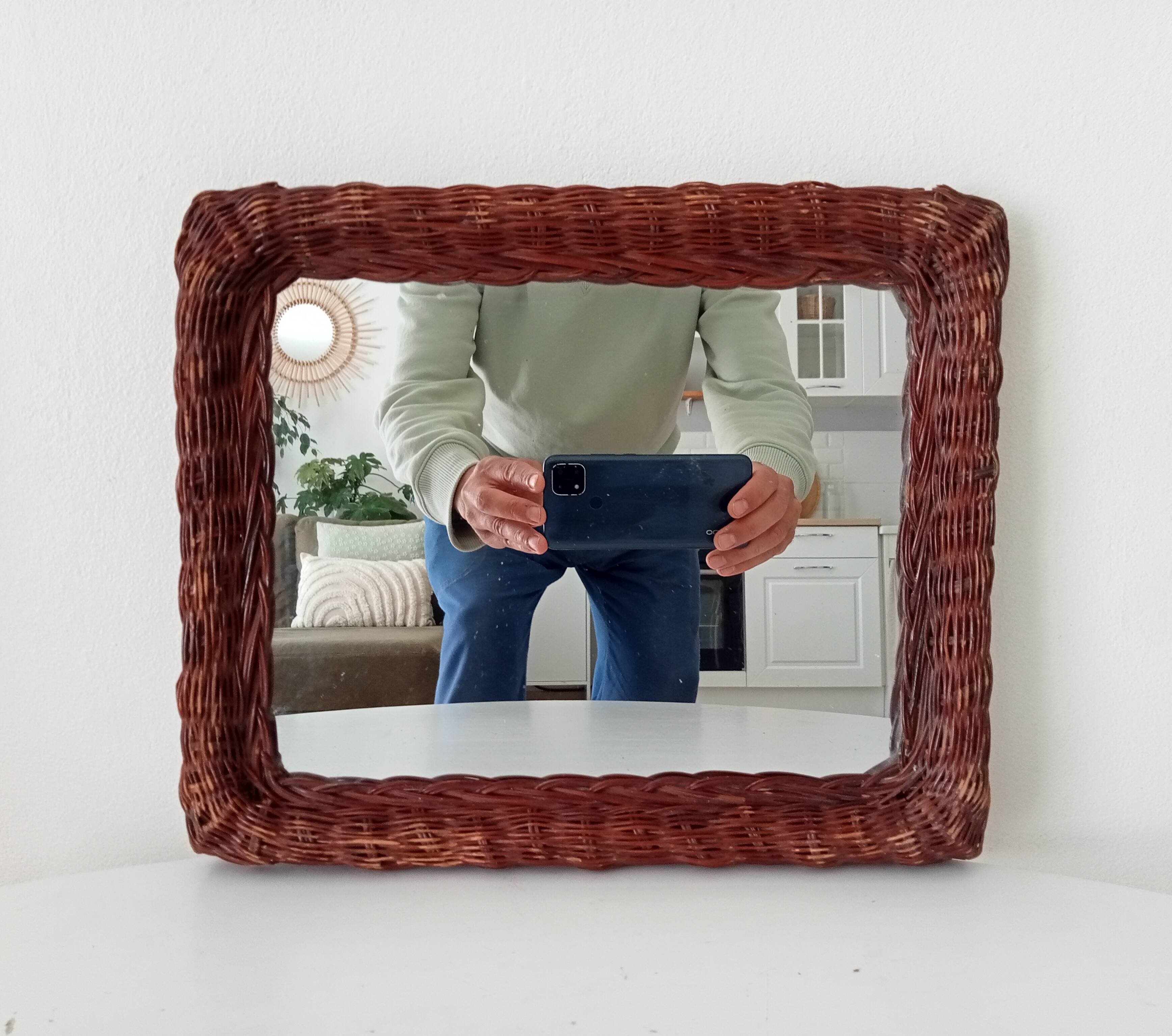 Vintage wicker mirror