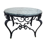 Low marble and black metal table