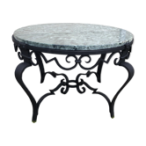 Table basse marbre et métal noir