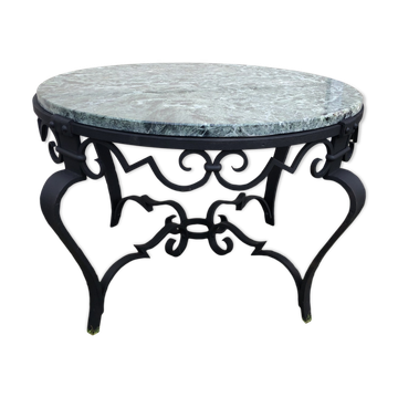 Table basse marbre et métal noir