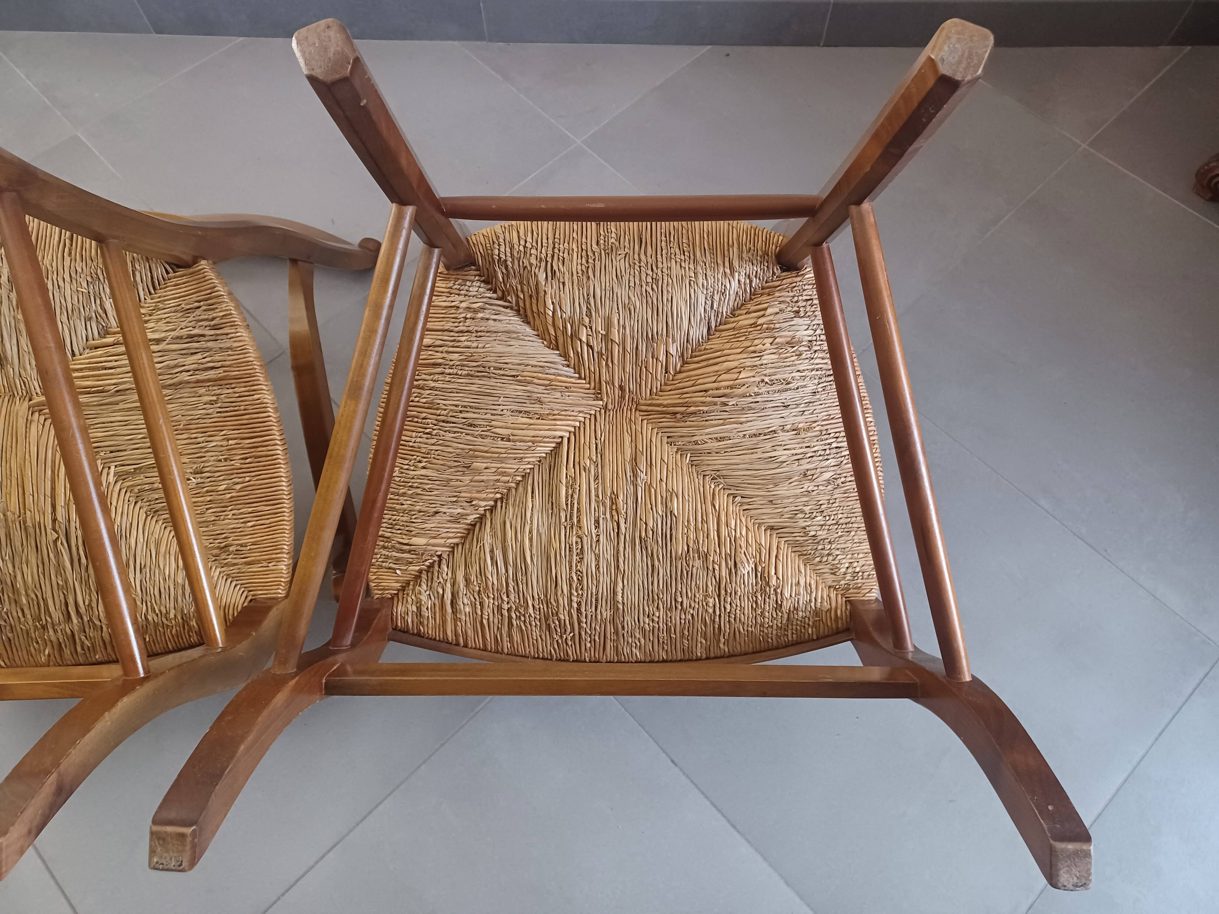 Pair of cherry wood armchairs