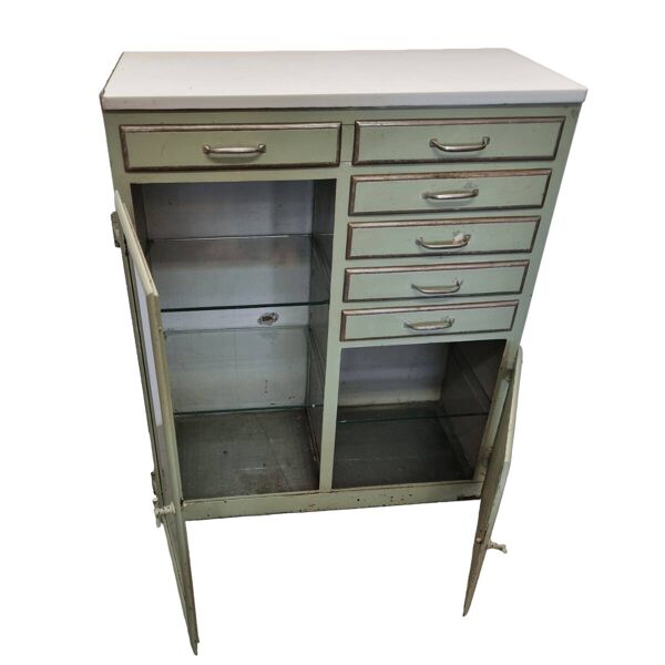 Lourd cabinet de dentiste Art Déco français, années 1920/30