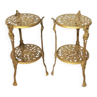 Pair of Victorian Style Openwork Brass Bolsters