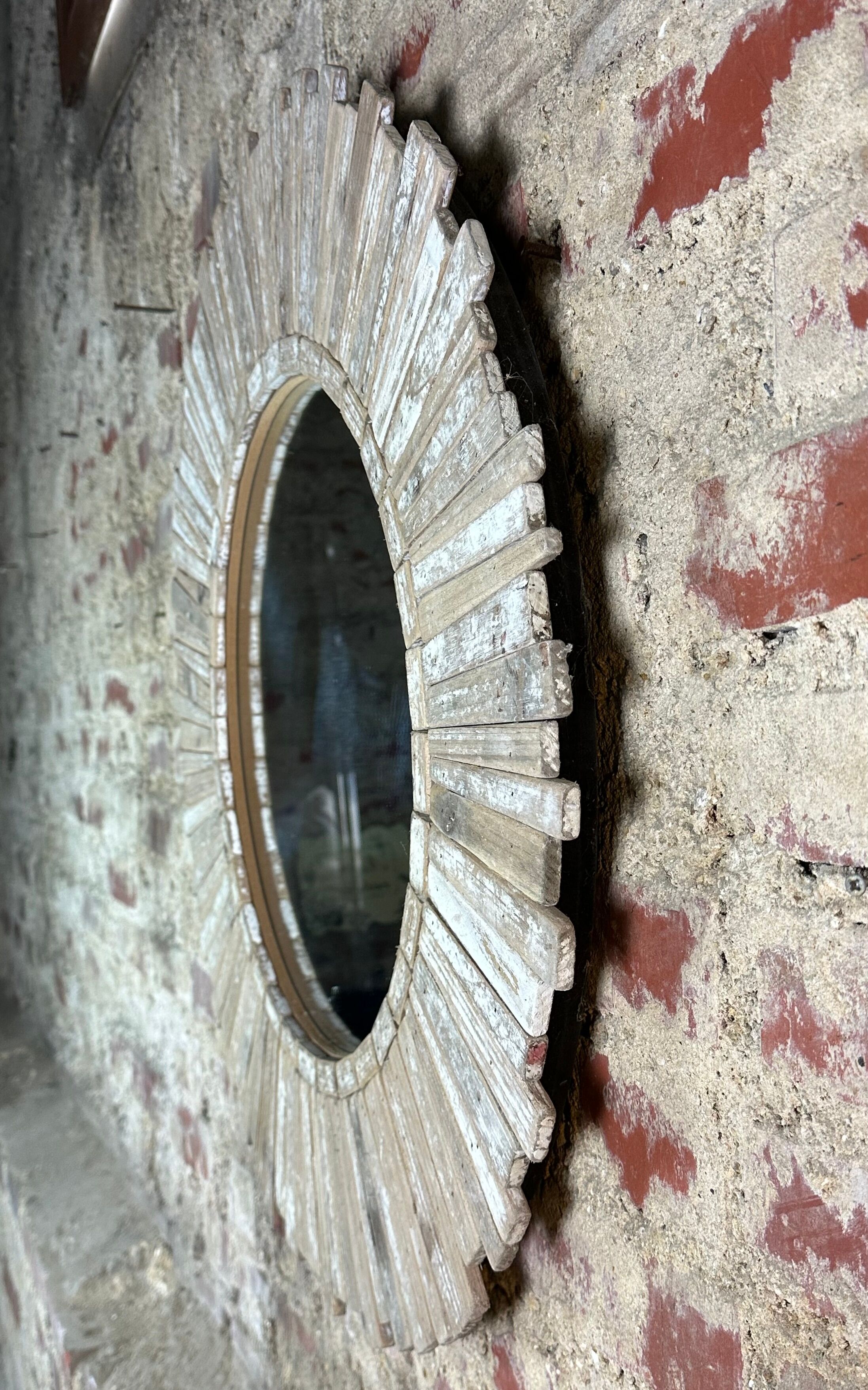 Mirror in patinated natural wood