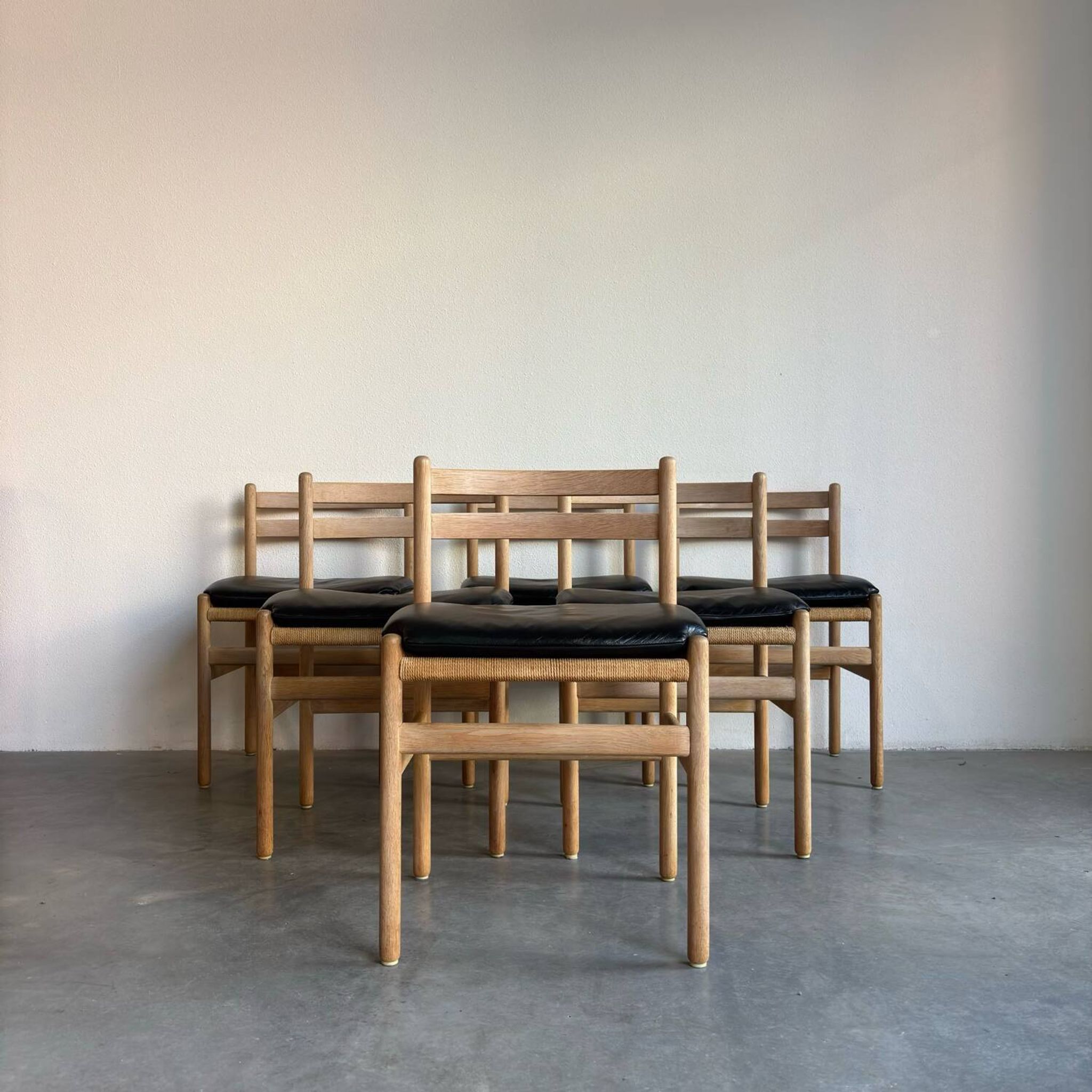 Ensemble de 6 chaises vintage en corde de papier Kurt Ostervig