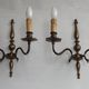 Pair of Double French Vintage Bronze Effect Metal Flemish Wall Lights