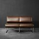 Two-seater canapé in steel and brown faux leather, Germany 1970.