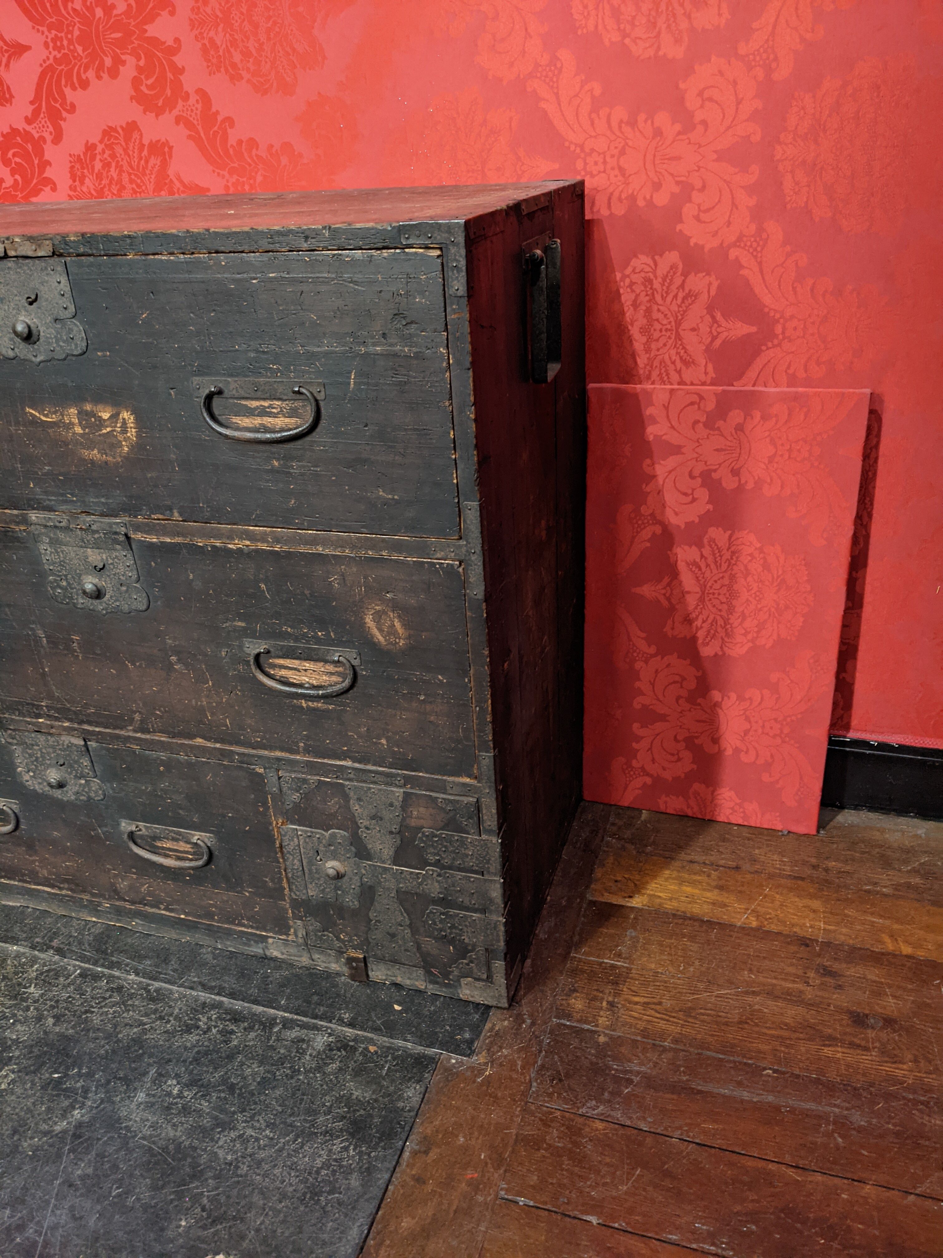 Tansu linen chest of drawers, japan, wabi sabi style, early nineteenth
