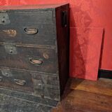 Commode à linge Tansu Japon, style Wabi Sabi, début XIXeme