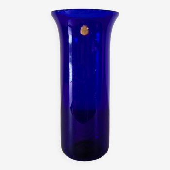 Bohemian vase in cobalt blue glass