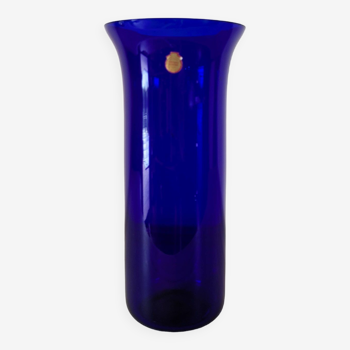 Vase de Bohême en verre bleu cobalt