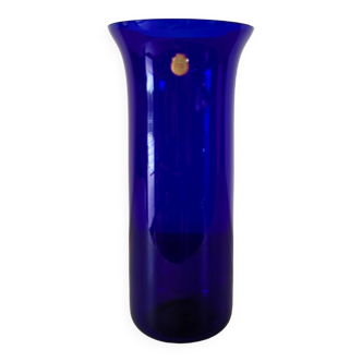 Bohemian vase in cobalt blue glass