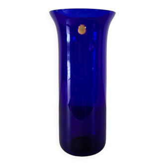 Vase de Bohême en verre bleu cobalt