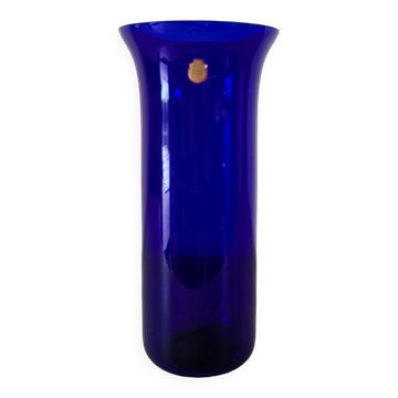 Vase de Bohême en verre bleu cobalt
