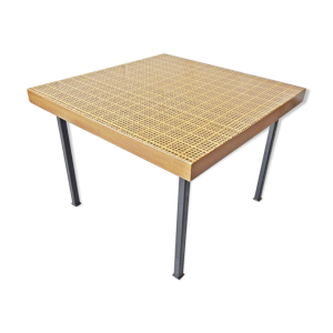 Table basse carrée avec tissage des années 60