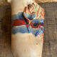 Vintage Beige Glazed Terracotta Vase with Relief Flower Decoration
