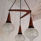 Boomerang Cascade Pendant Chandelier in Teak and Glass from Philips, 1950s