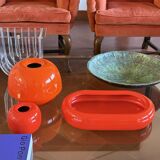 Space age orange ceramic vase, Sicart Italy ca. 1970