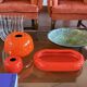 Space age orange ceramic vase, Sicart Italy ca. 1970