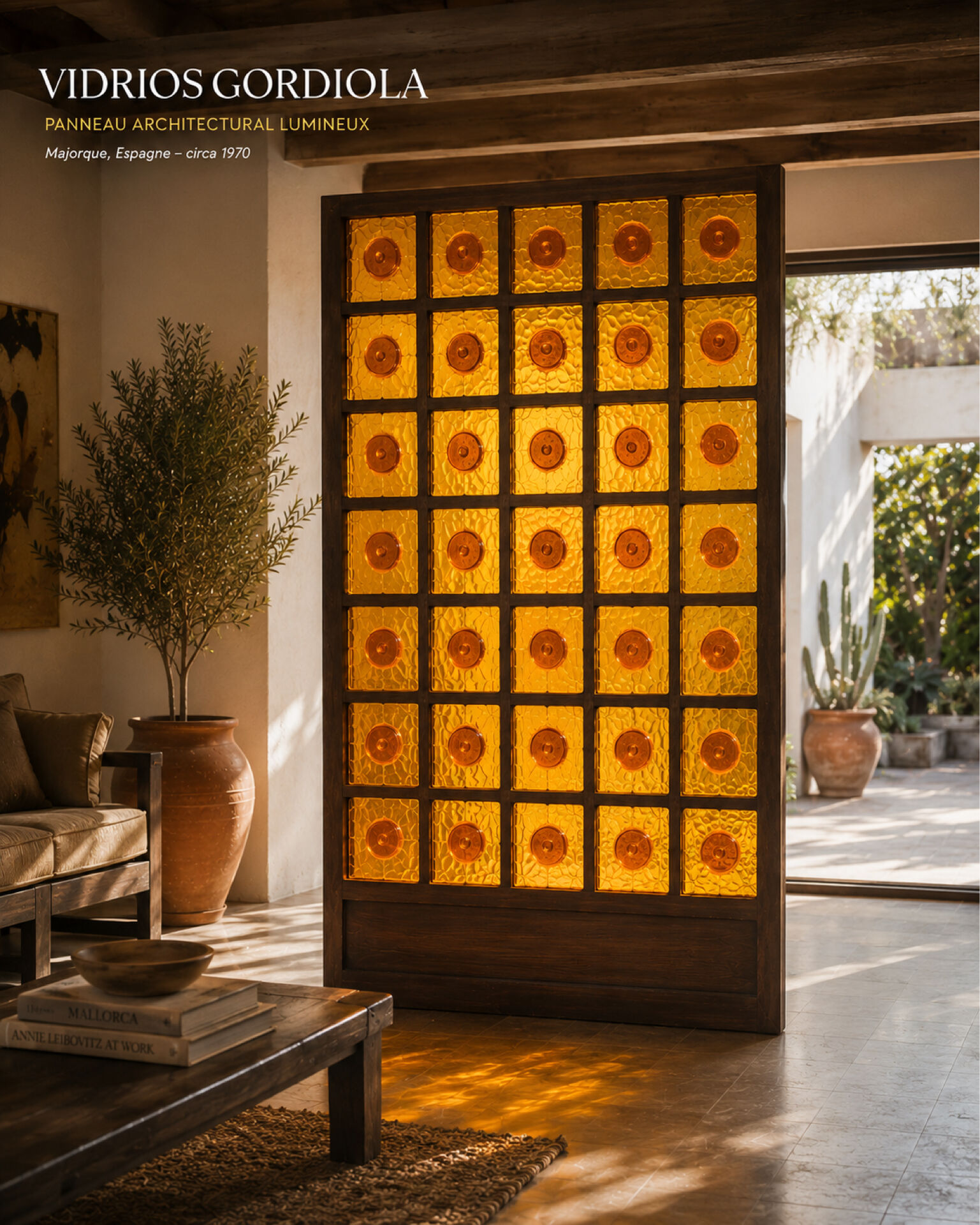 Important separating panel Gordiola in blown glass, Mallorca, year