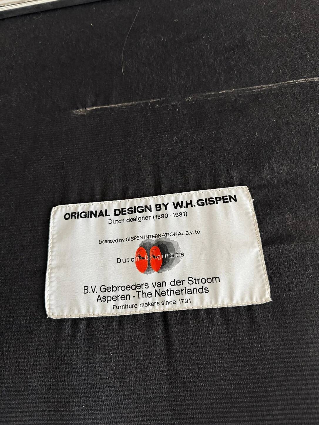 3-seater sofa W.H. Gispen for Dutch Originals, black leather and chrome