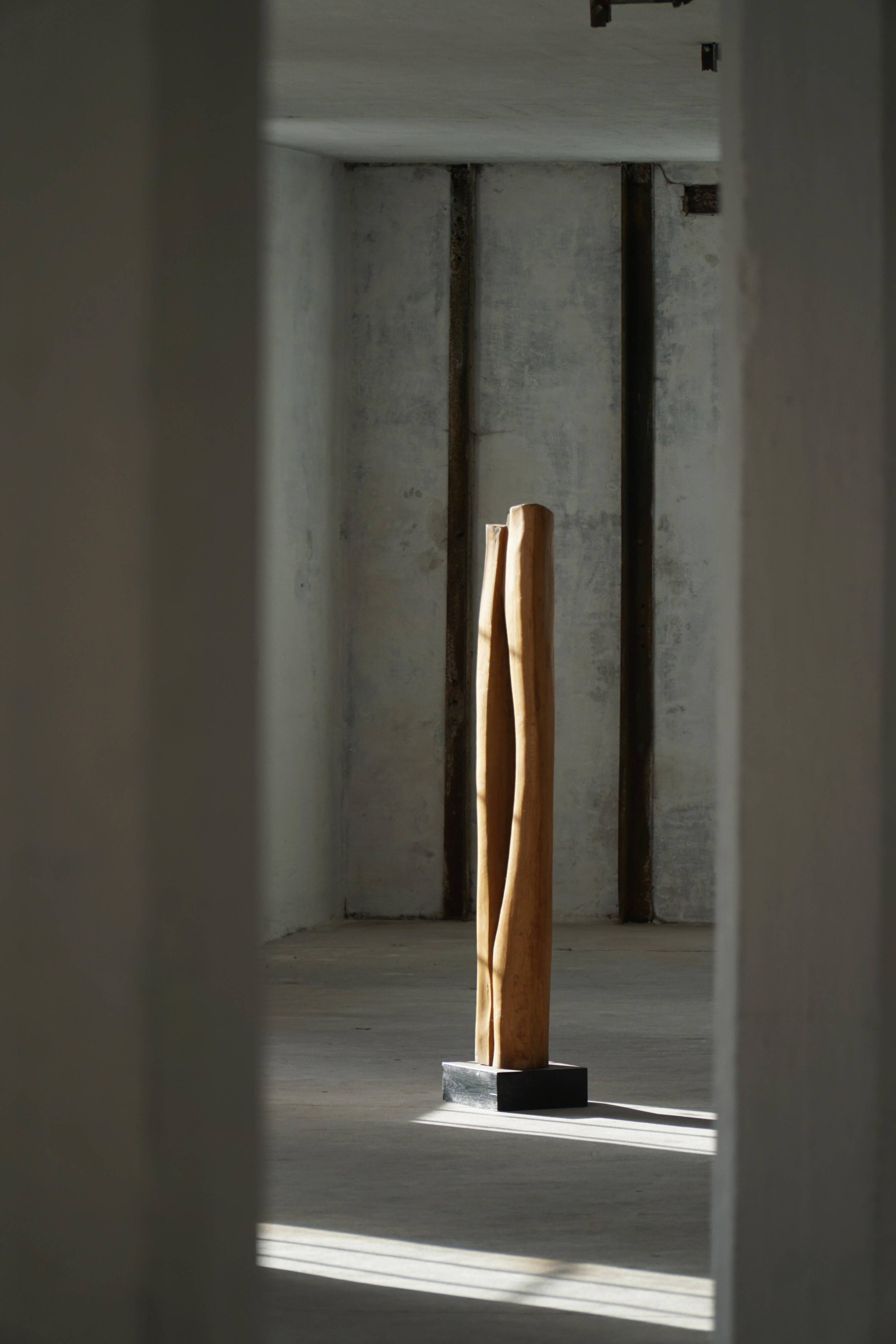 Large Wooden Sculpture "Joy" by Ole Wettergren, Modern Danish, 1980s