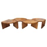 Modular "nuclear" bench + 5-piece coffee table 1940s