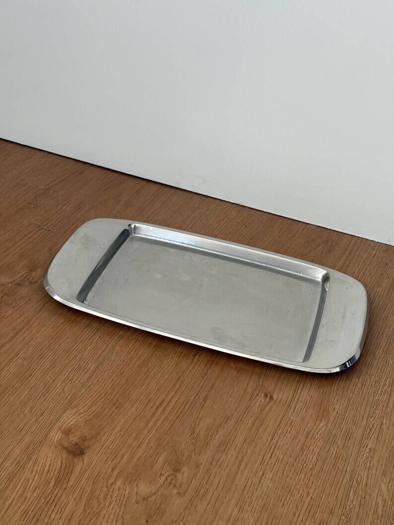 Vintage Italian stainless steel rectangular platter signed effepi.
