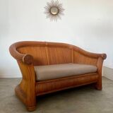 Old 2-seater rattan sofa Italian design from the 70s vintage