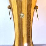 Cane or umbrella holder in varnished wood, brass, with coat of arms, Italy 1950