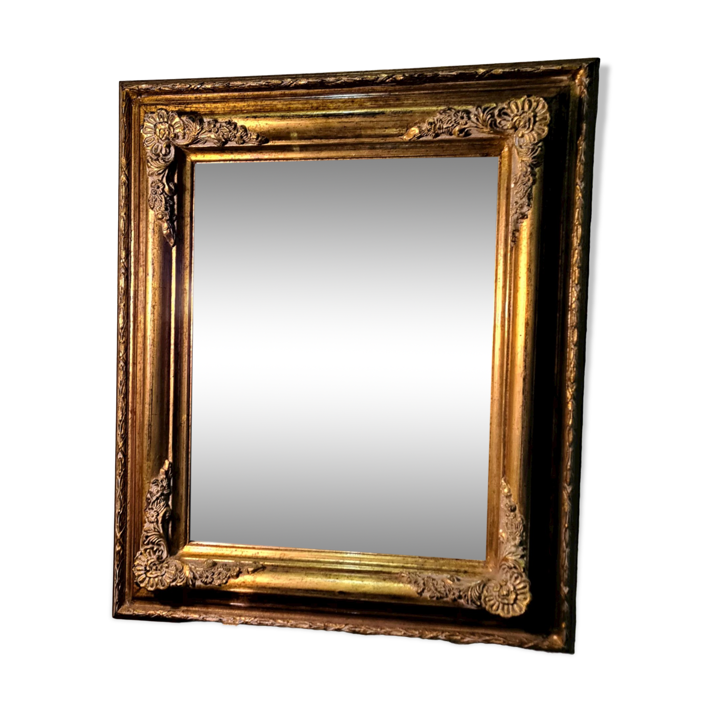 Mirror wood patina gold 58x70