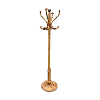Parrot coat rack in vintage rattan 1970