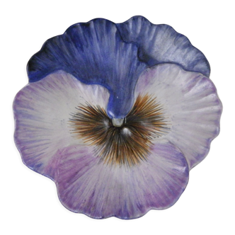 Flat plate or empty ceramic pocket: in bloom a colorful Thought signed Guillot France TBE