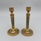 Pair of miniature candle holders in bronze dore restoration period nineteenth