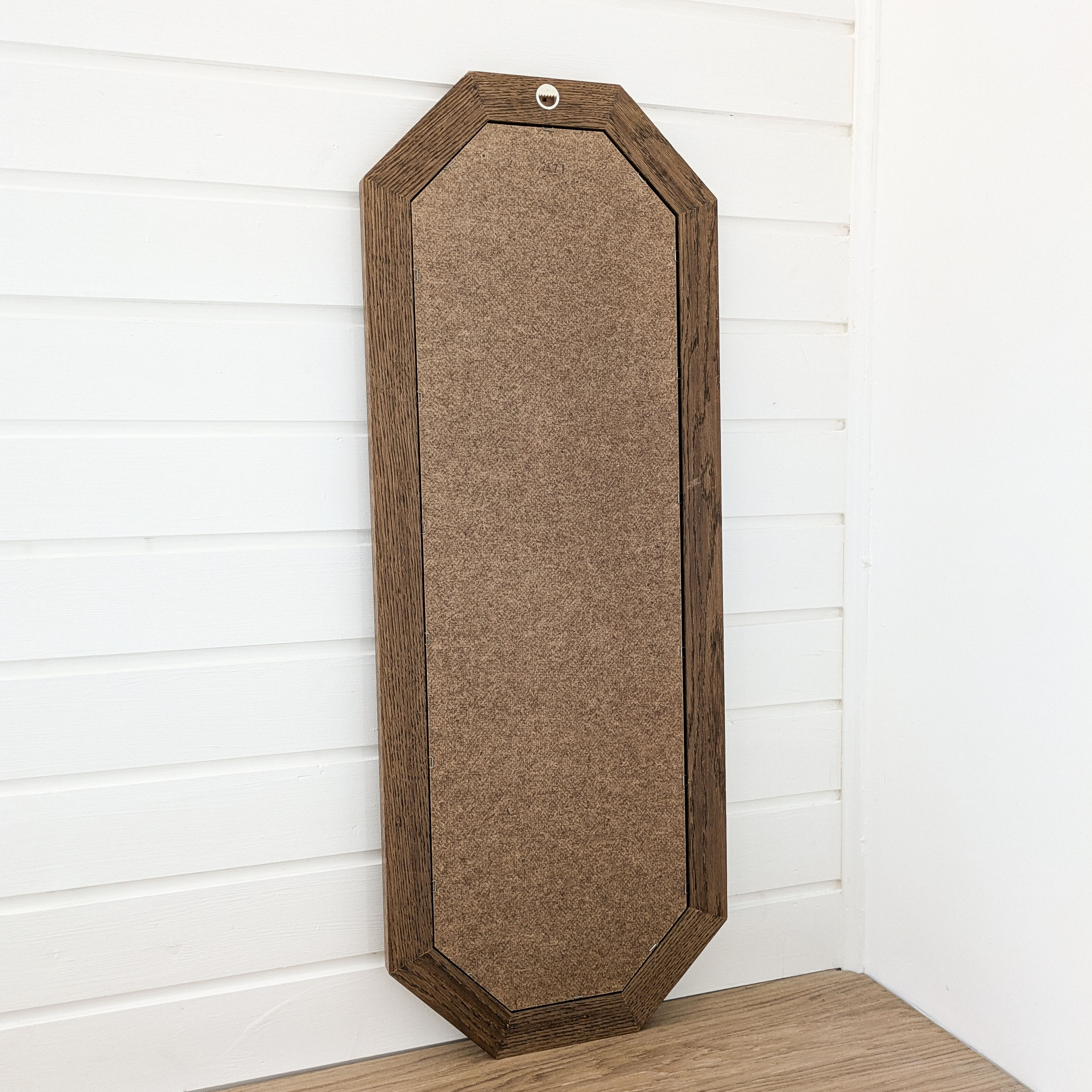 Miroir vintage octogonal bois massif nervuré entrée salle de bain chambre