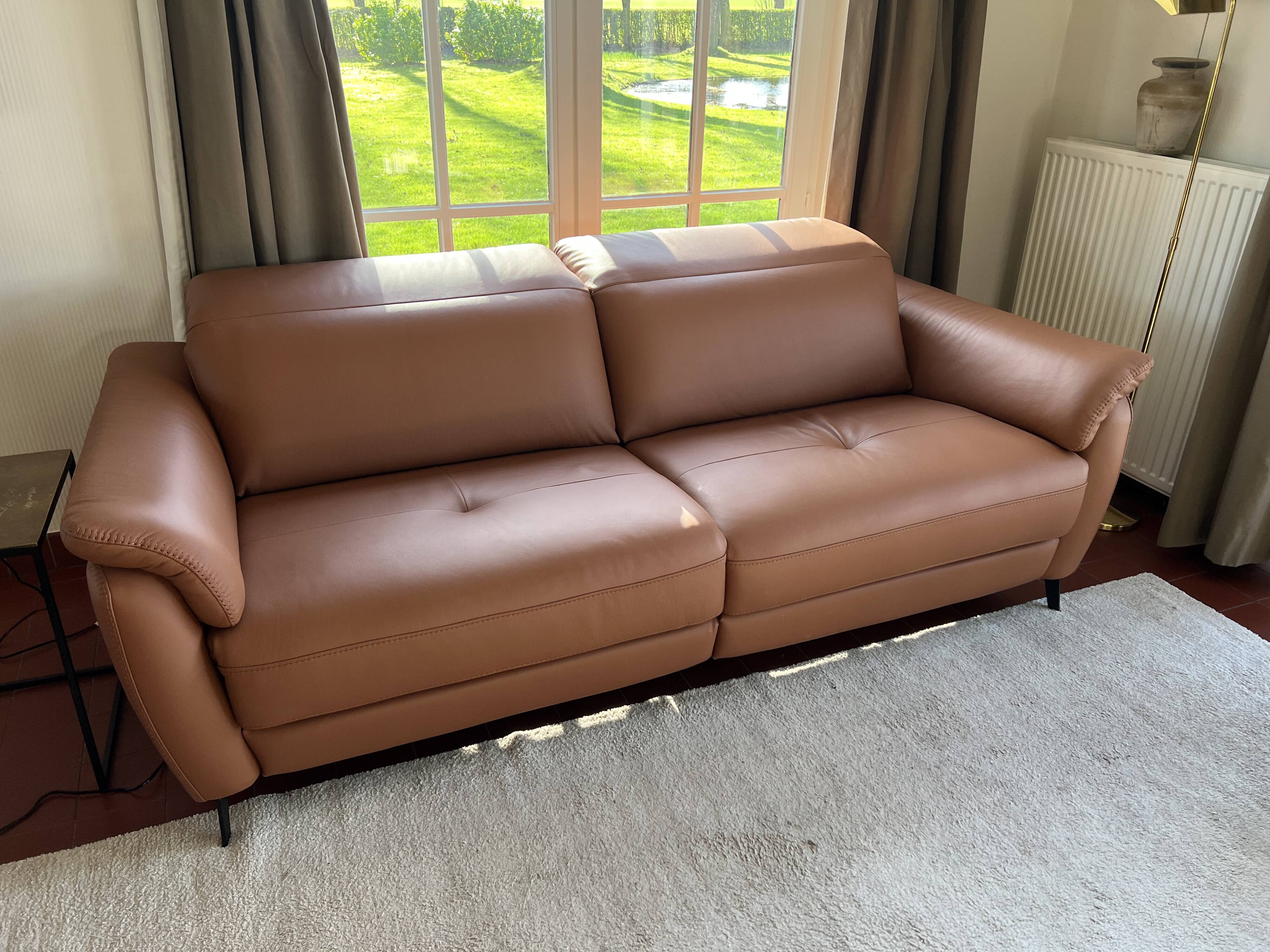 PISA leather sofa 3-seater 205cm Cognac