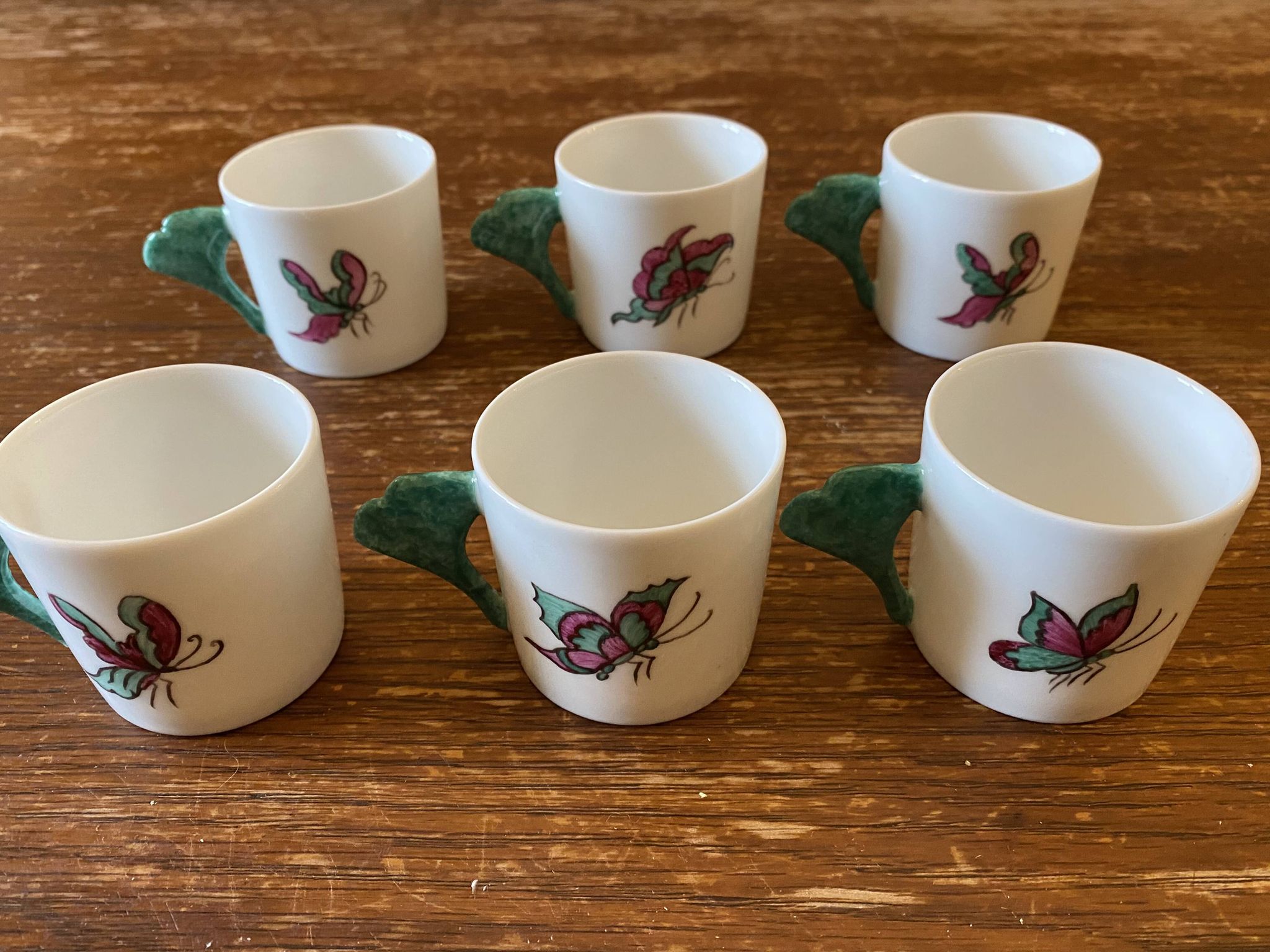 6 Hand Painted Limoges Porcelain Cups and Saucers