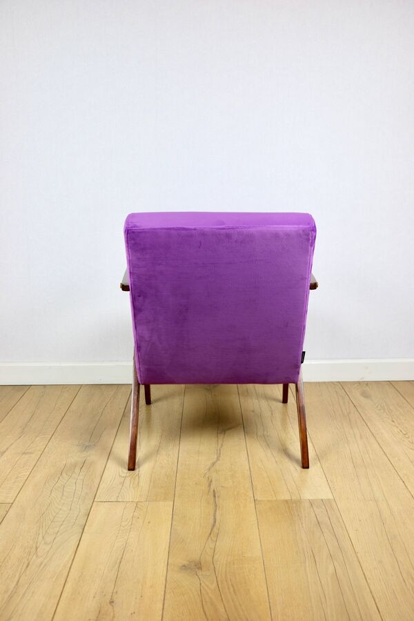 Fauteuil vintage comme VAR en velours violet - 2 pièces disponibles