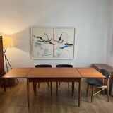 Danish Dining table/desk. Solid teak with oak details. Made in 1960