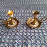 Mother-of-pearl brass candlesticks