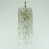 Vintage 1950s pendant lamp kalmar franken ice glass textured glass brass