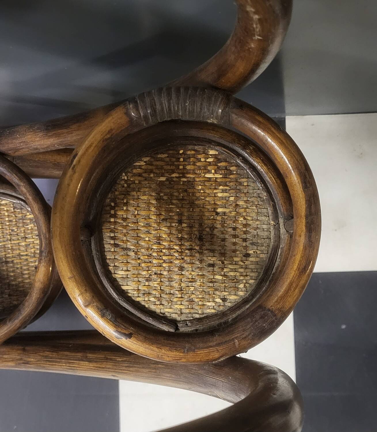 Authentic vintage wicker rattan plant stand planter.